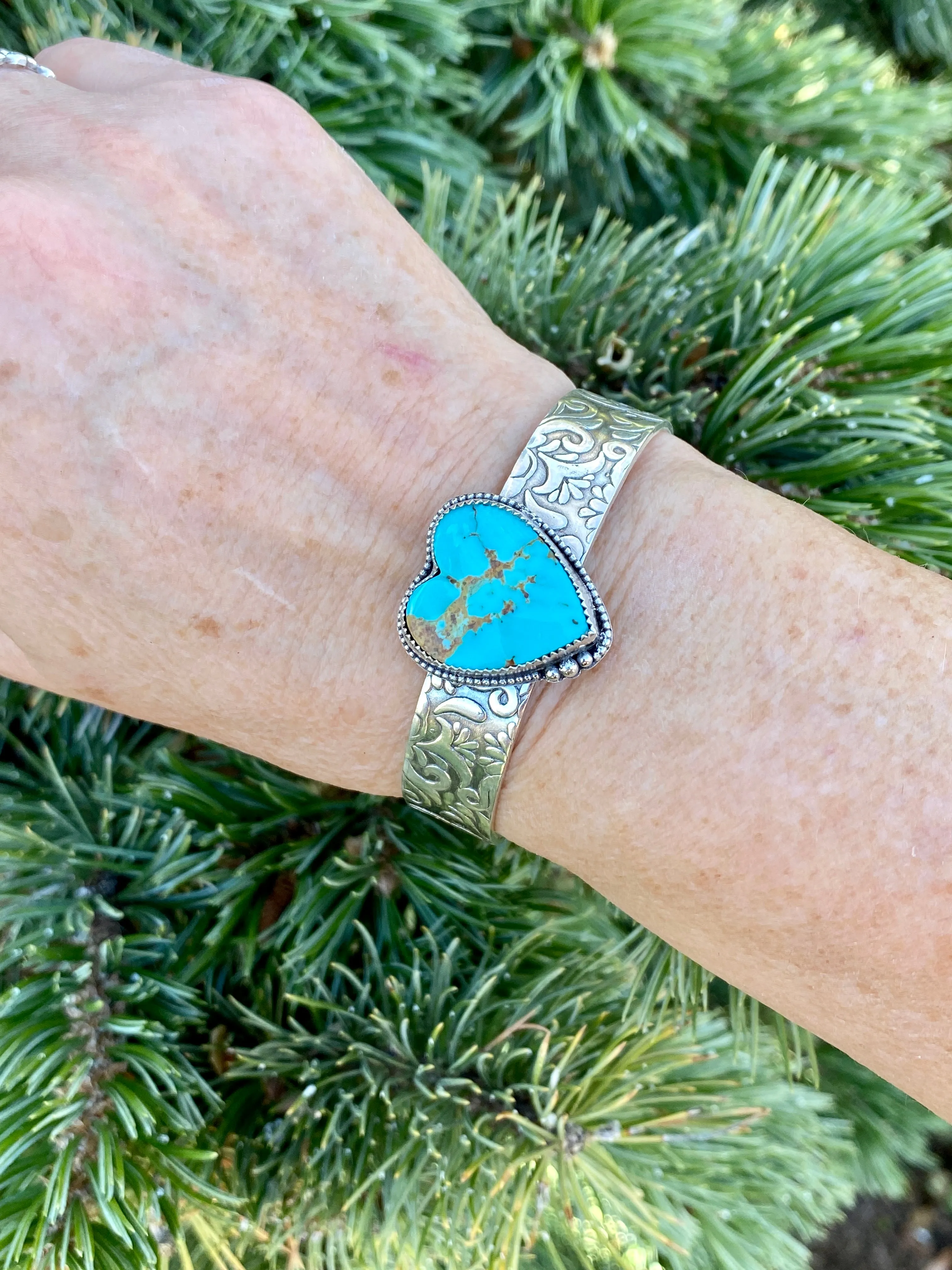 Wild Heart Floral Boho sterling silver cuff