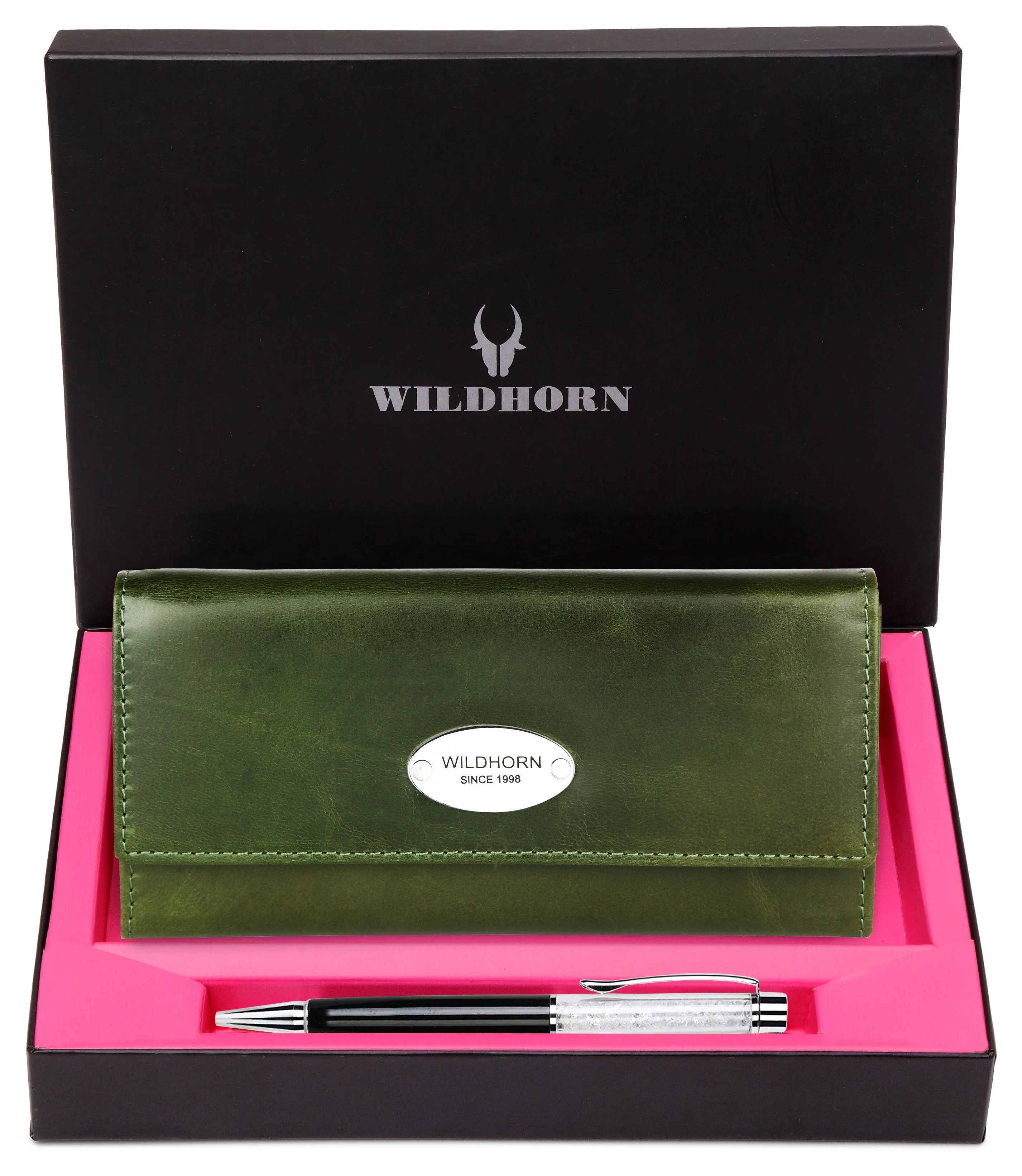 WILDHORN® Women's Leather Wallet and Pen Combo Set