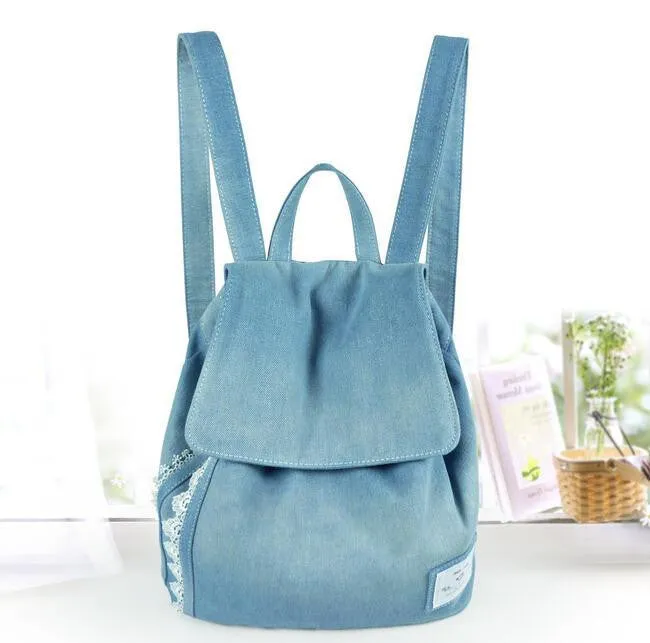 women backpacks female jeans lace shoulder retro bag denim satchel women's bag canvas school bag rucksack