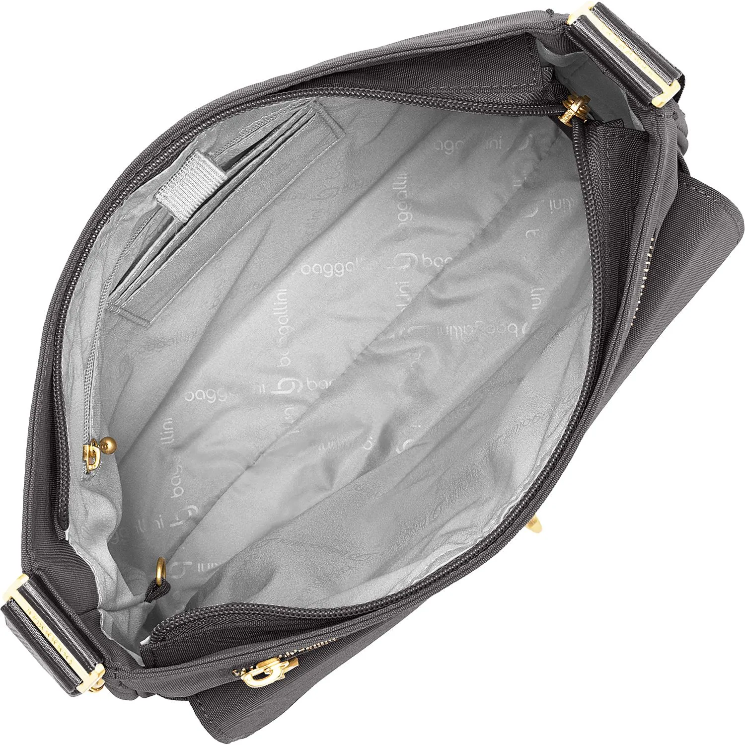 Women's Baggallini Antalya Top Zip Flap Crossbody Charcoal Nylon