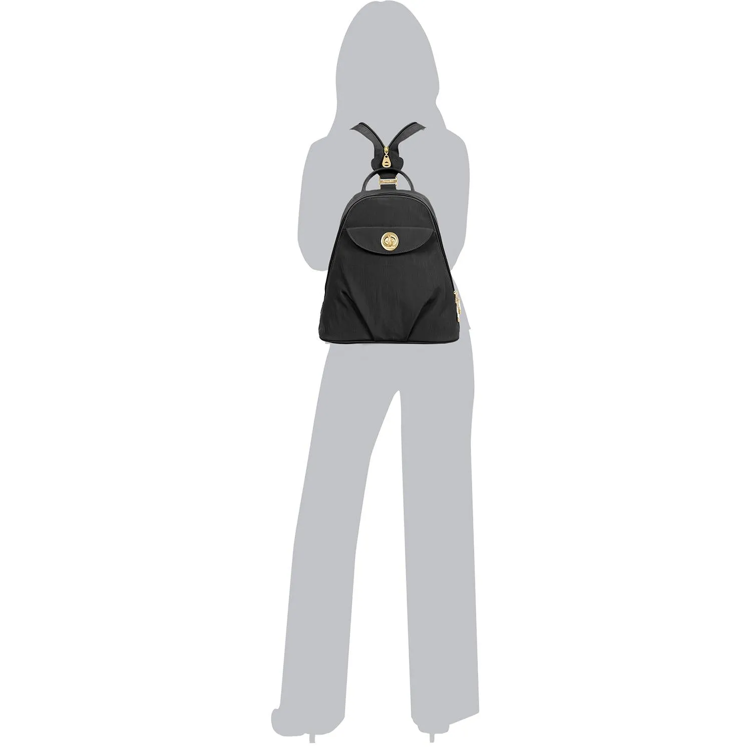 Women's Baggallini Dallas Convertible Backpack Black Nylon