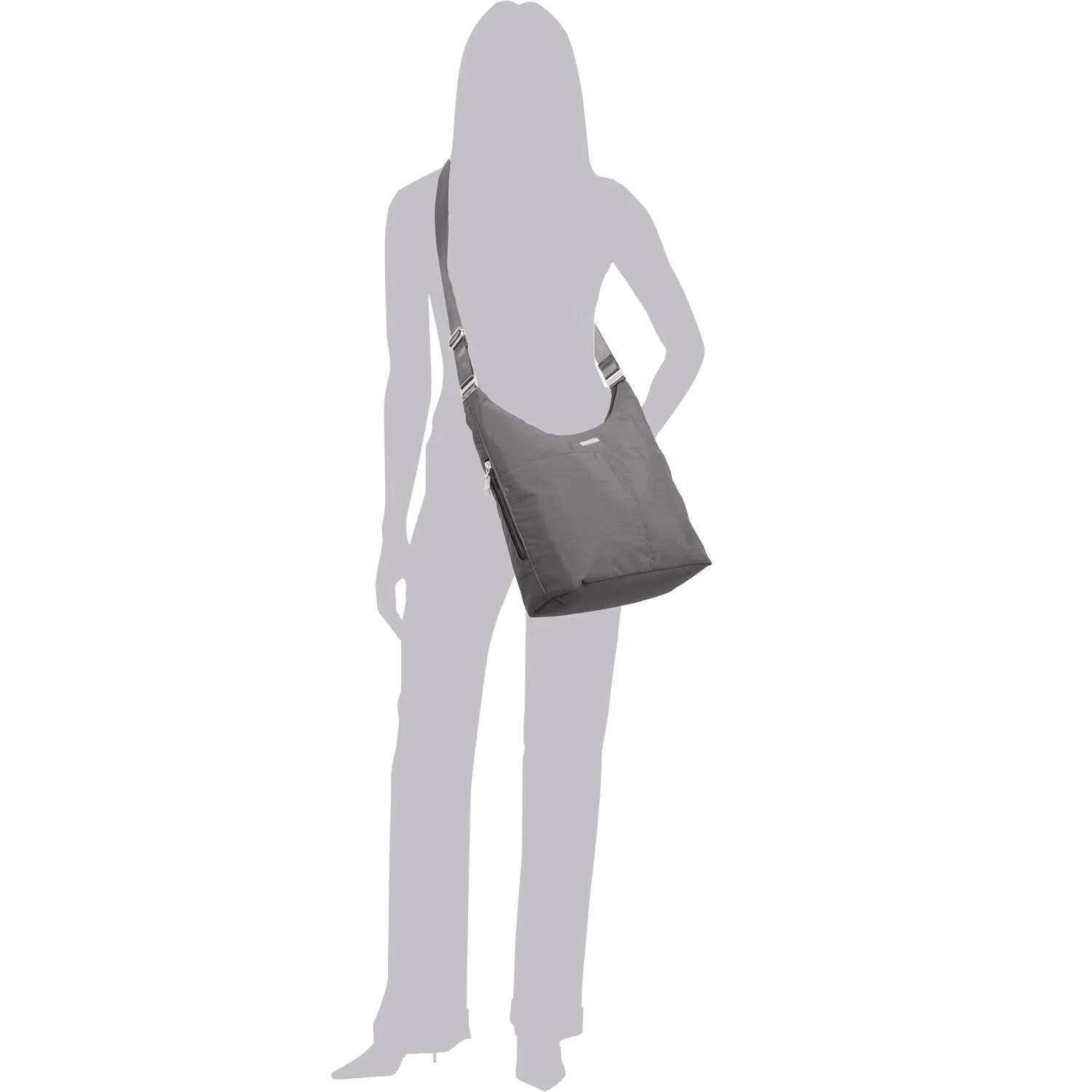 Women's Baggallini Hobo Crossbody with RFID Wristlet Charcoal Nylon