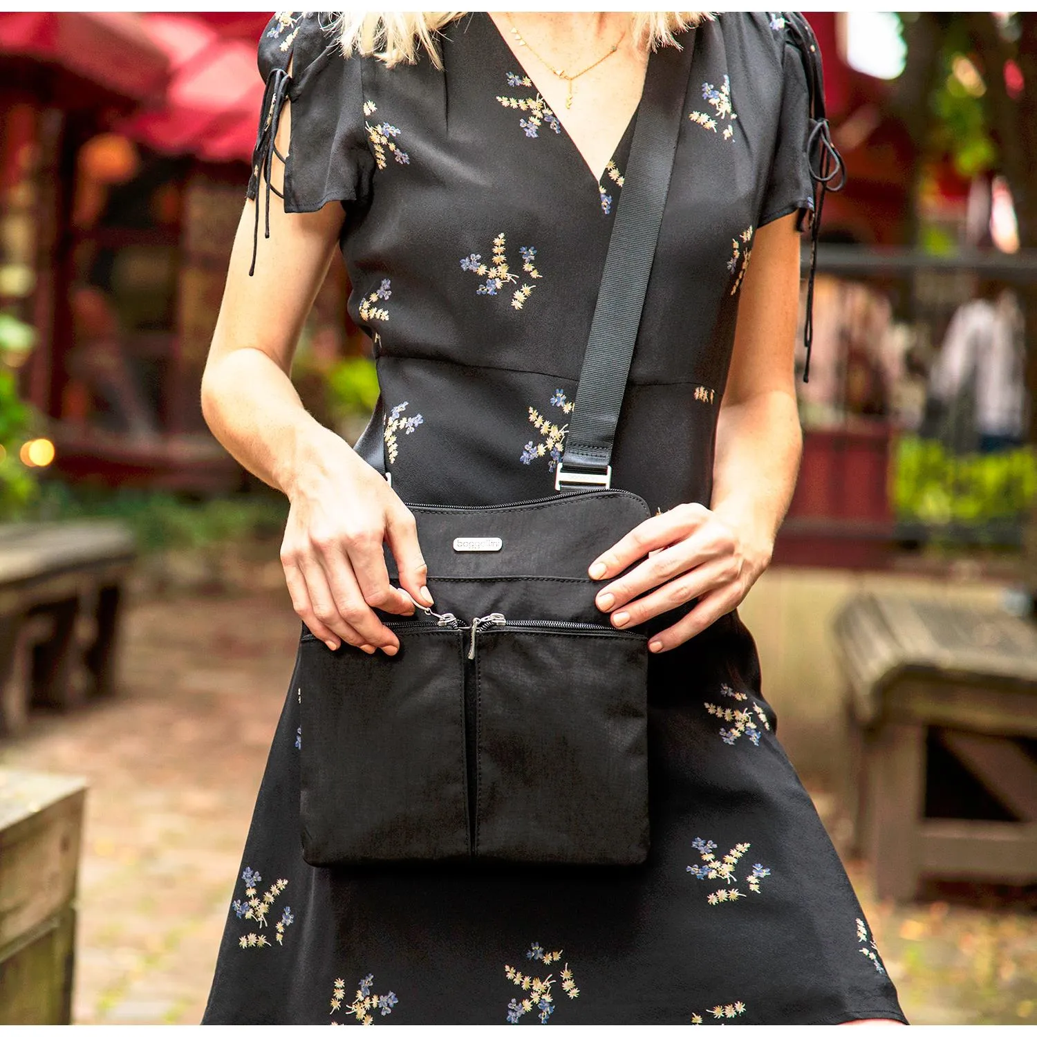 Women's Baggallini Horizon Crossbody Charcoal Nylon