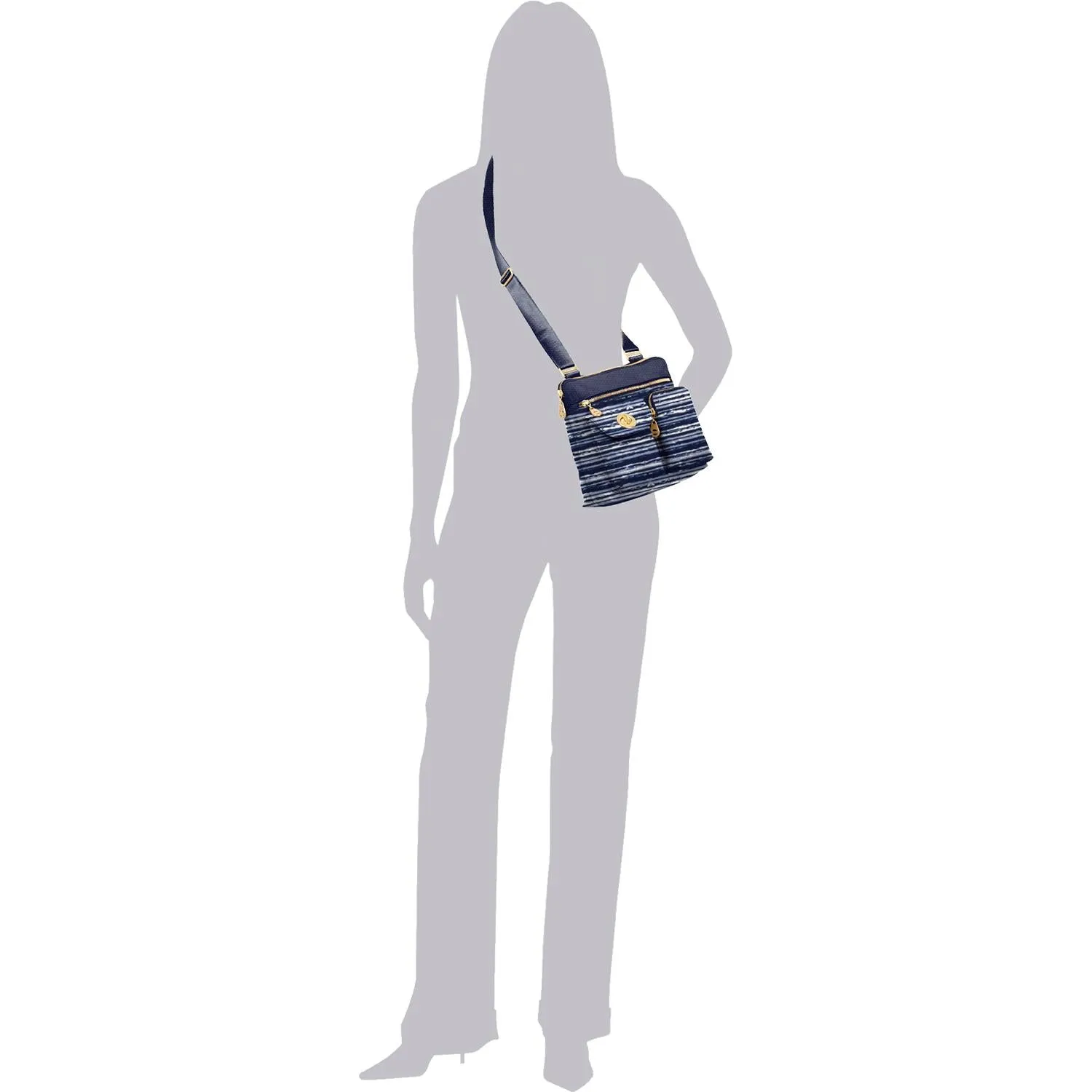 Women's Baggallini Melbourne Crossbody Horizon Stripe Print Nylon