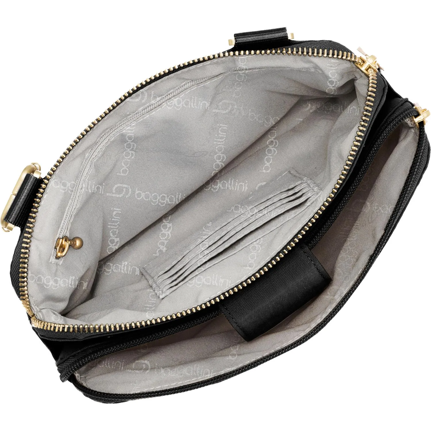 Women's Baggallini Toronto Double Zip Crossbody Black Nylon