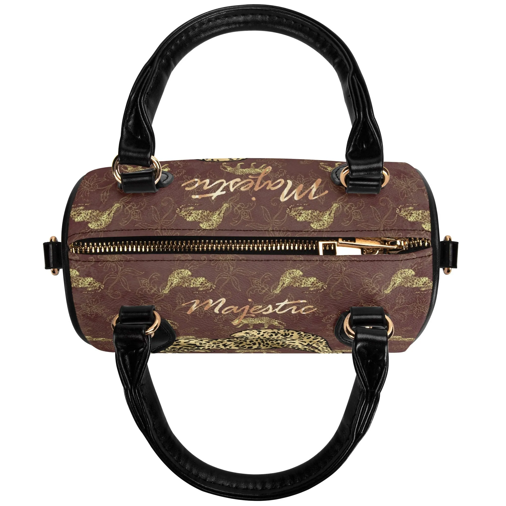 Women's Gemstone Colored Leopard Pattern Majestic Graphic Leather Mini Small Boston Bag Satchel Handbag