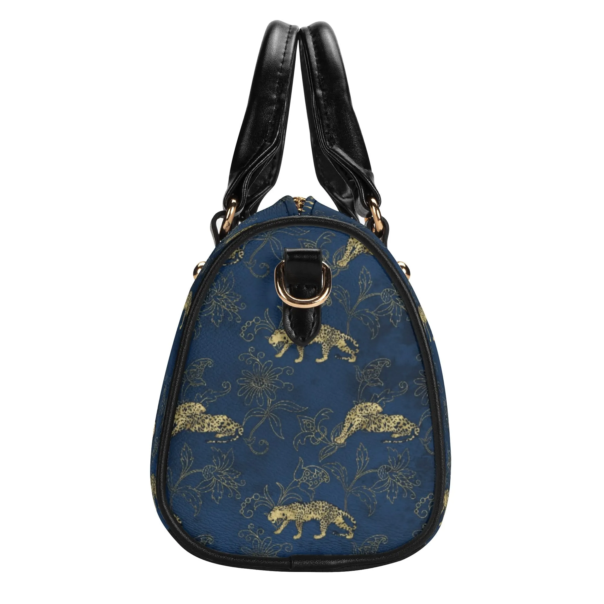 Women's Gemstone Colored Leopard Pattern Majestic Graphic Leather Mini Small Boston Bag Satchel Handbag