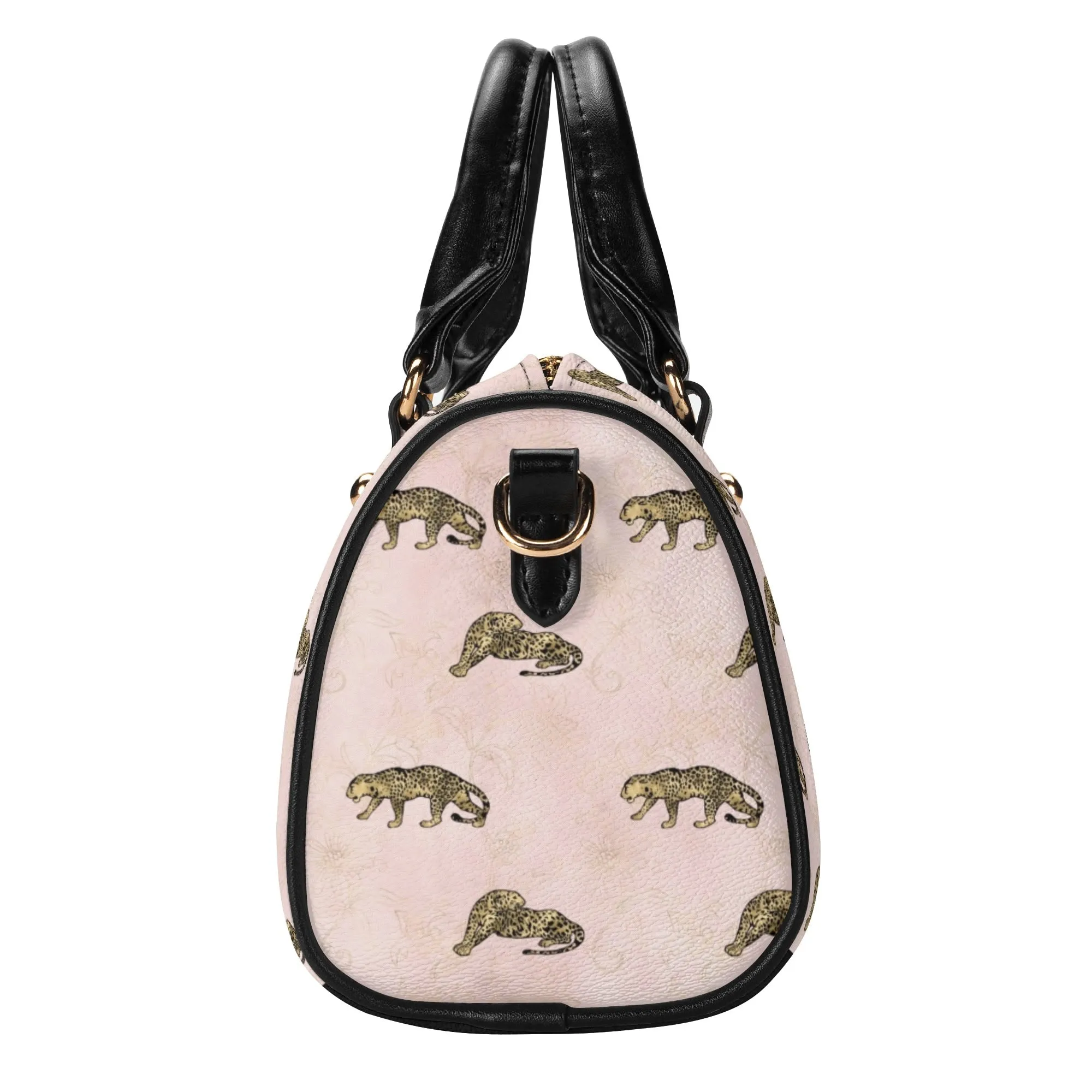 Women's Gemstone Colored Leopard Pattern Majestic Graphic Leather Mini Small Boston Bag Satchel Handbag