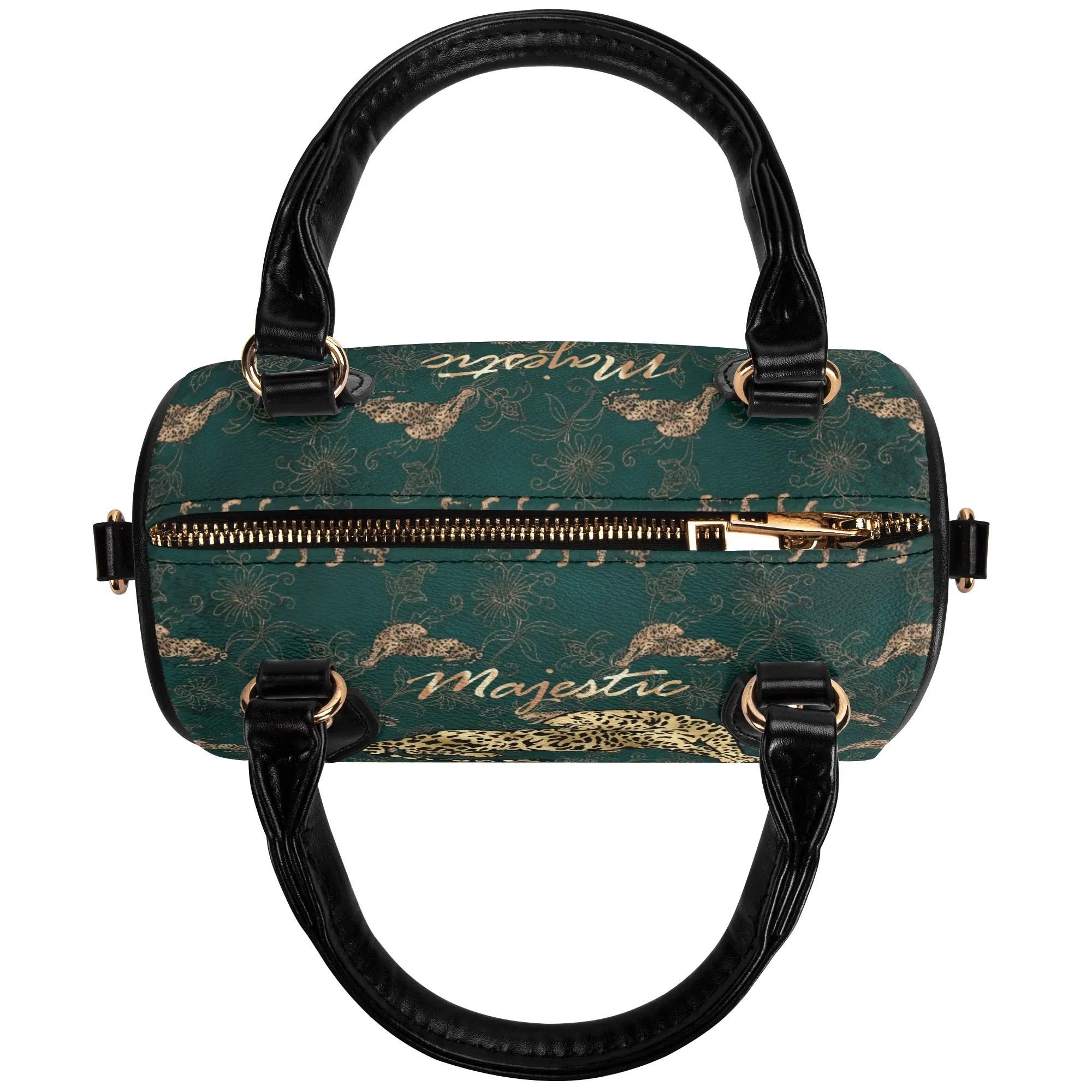 Women's Gemstone Colored Leopard Pattern Majestic Graphic Leather Mini Small Boston Bag Satchel Handbag