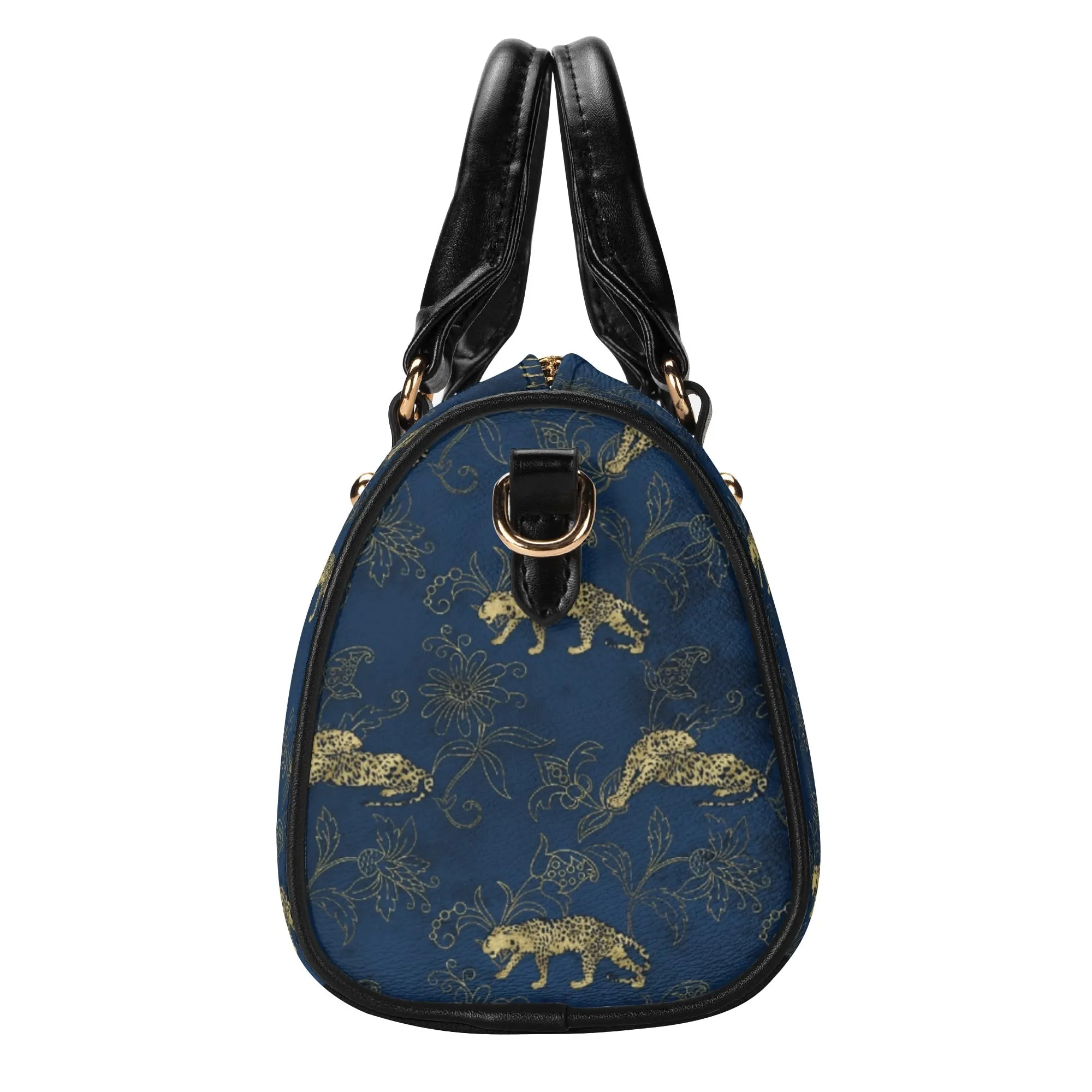 Women's Gemstone Colored Leopard Pattern Majestic Graphic Leather Mini Small Boston Bag Satchel Handbag
