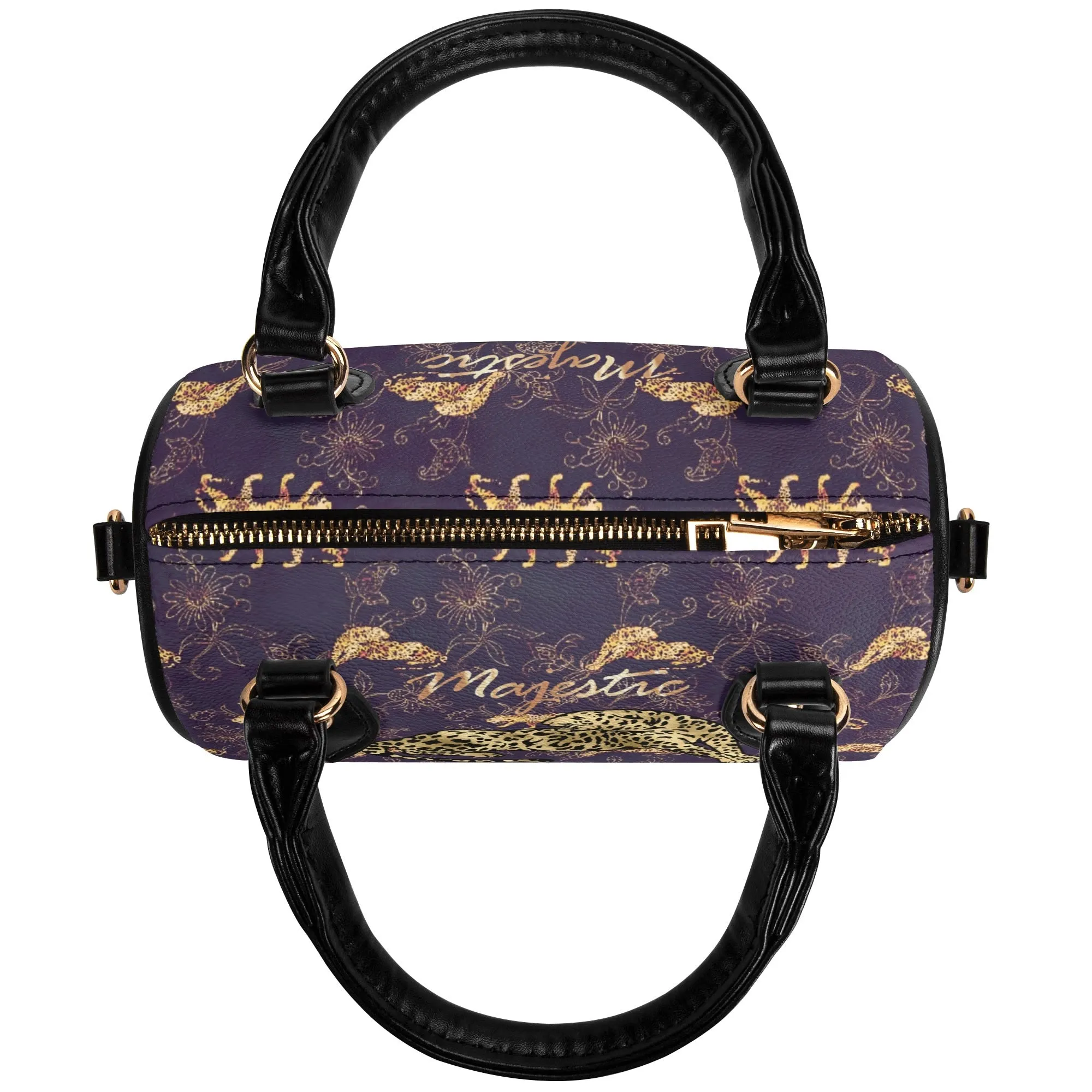 Women's Gemstone Colored Leopard Pattern Majestic Graphic Leather Mini Small Boston Bag Satchel Handbag