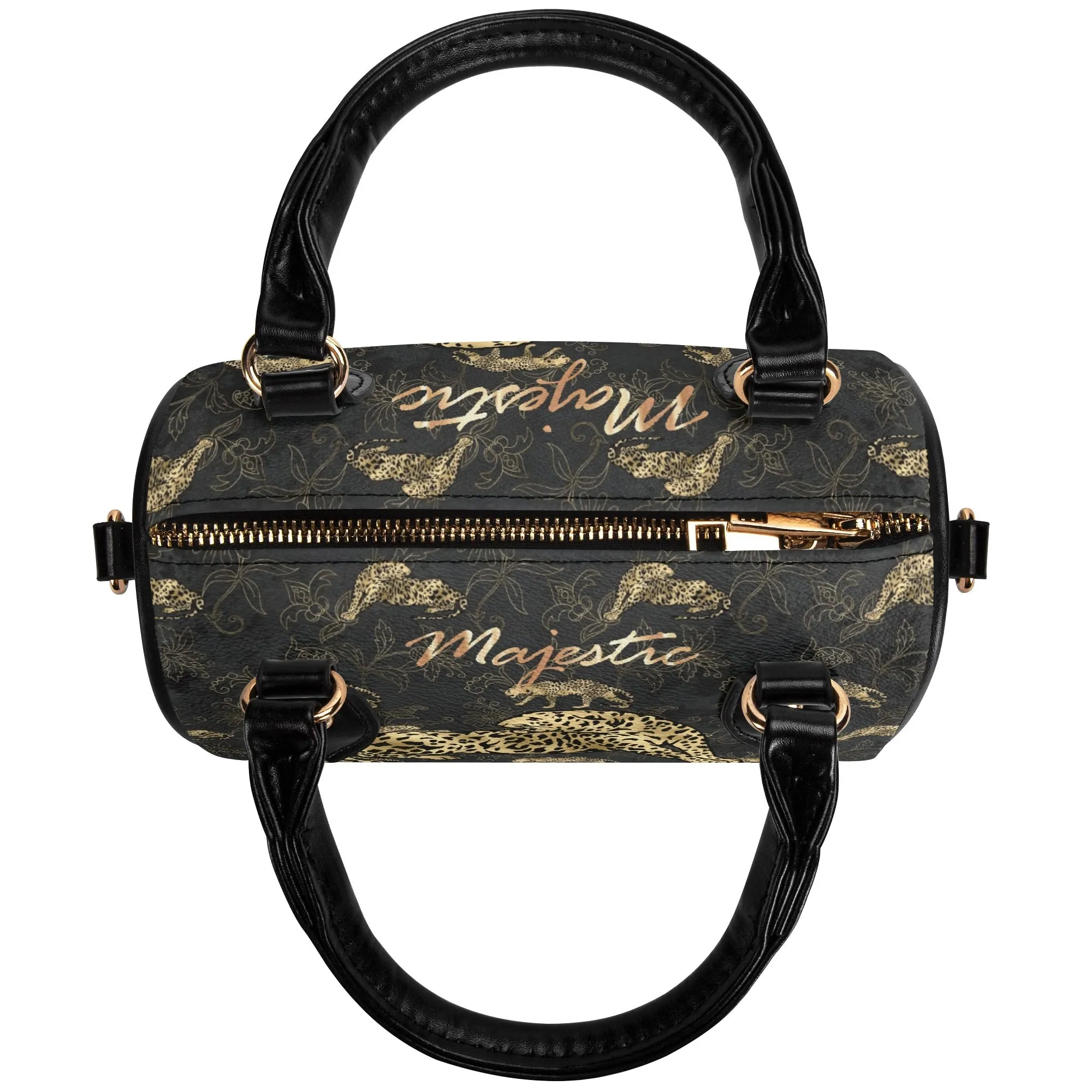 Women's Gemstone Colored Leopard Pattern Majestic Graphic Leather Mini Small Boston Bag Satchel Handbag