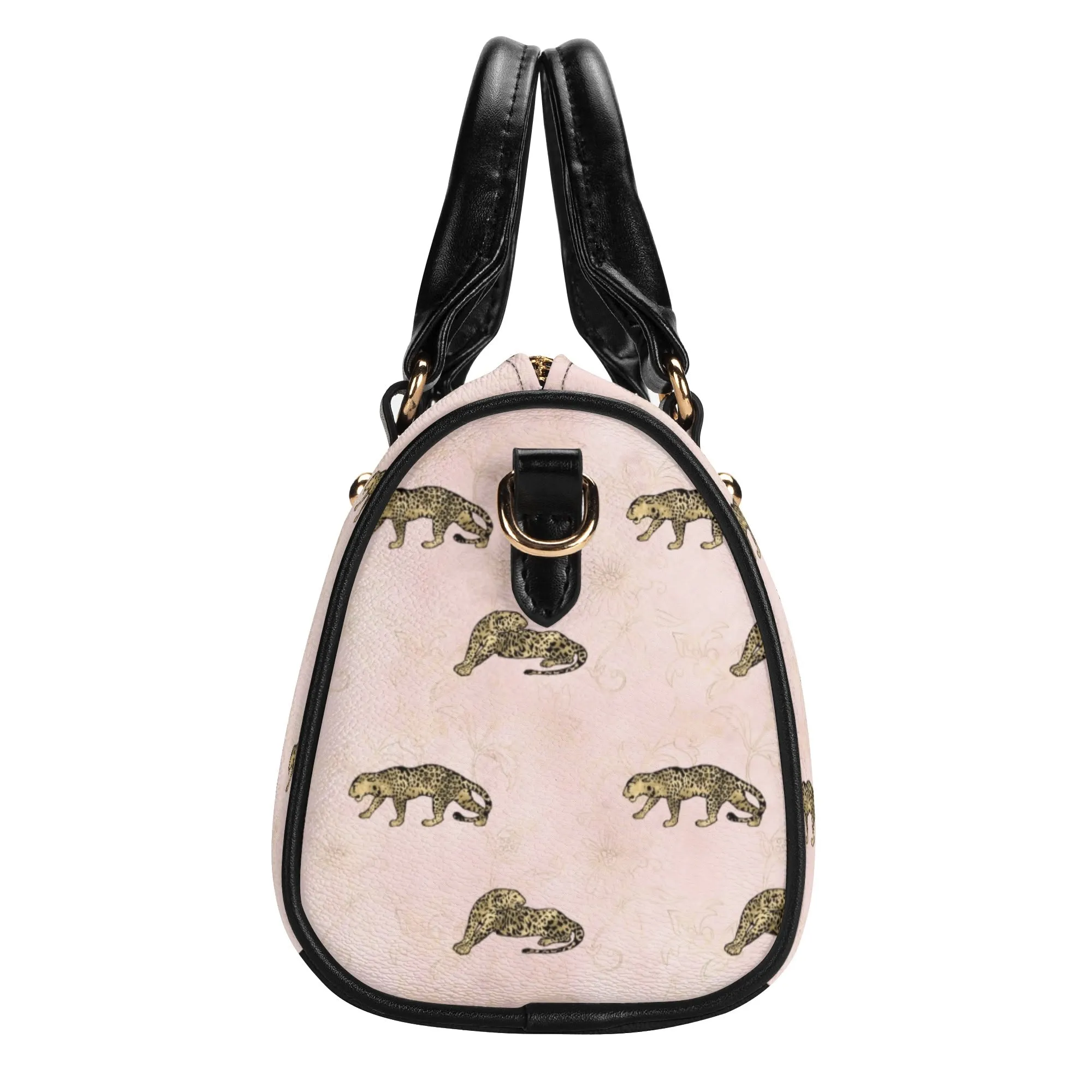 Women's Gemstone Colored Leopard Pattern Majestic Graphic Leather Mini Small Boston Bag Satchel Handbag