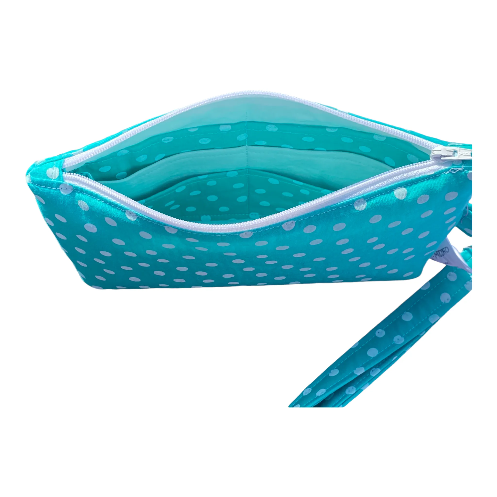 Wristlet Wallet - Dots on Teal