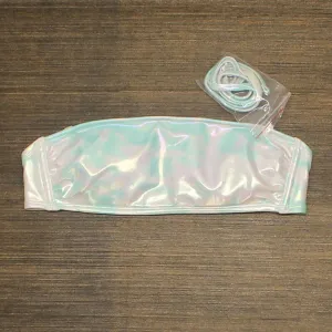 Xhilaration Metallic Bandeau Bikini Top Blue Tie Dye Medium (4-6)