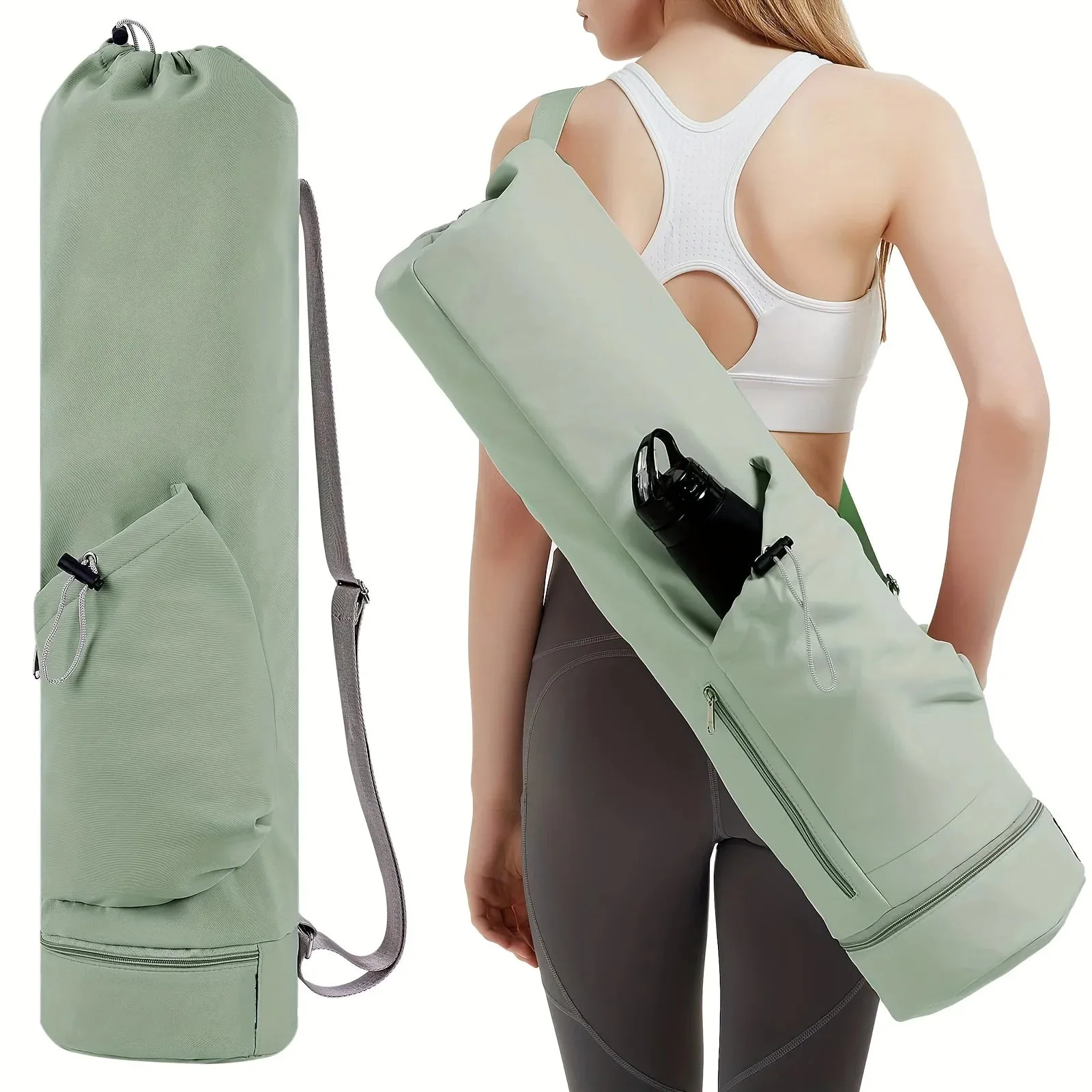 Yoga Mat Bag with Water Bottle Pocket and Bottom Wet Bag
