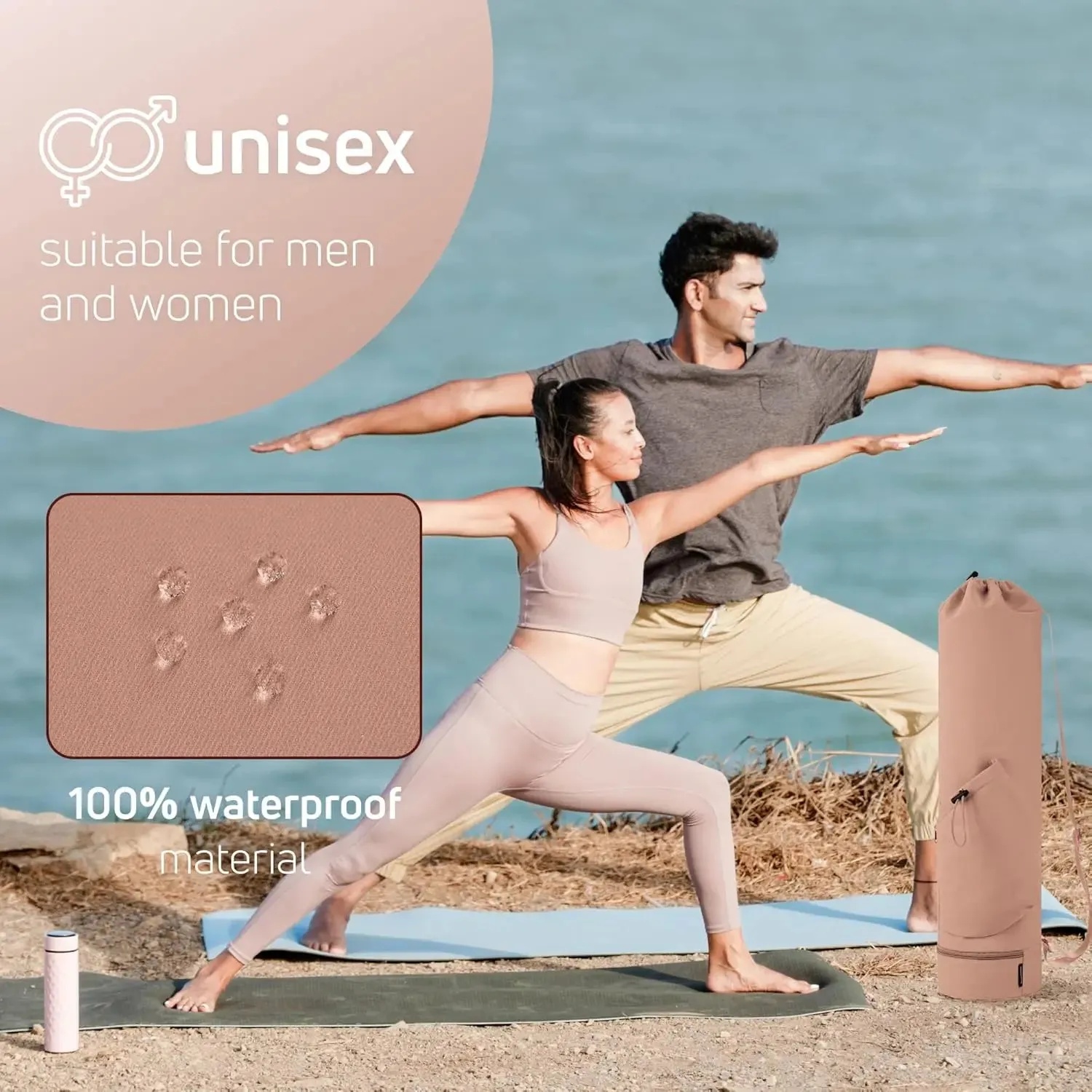 Yoga Mat Bag with Water Bottle Pocket and Bottom Wet Bag