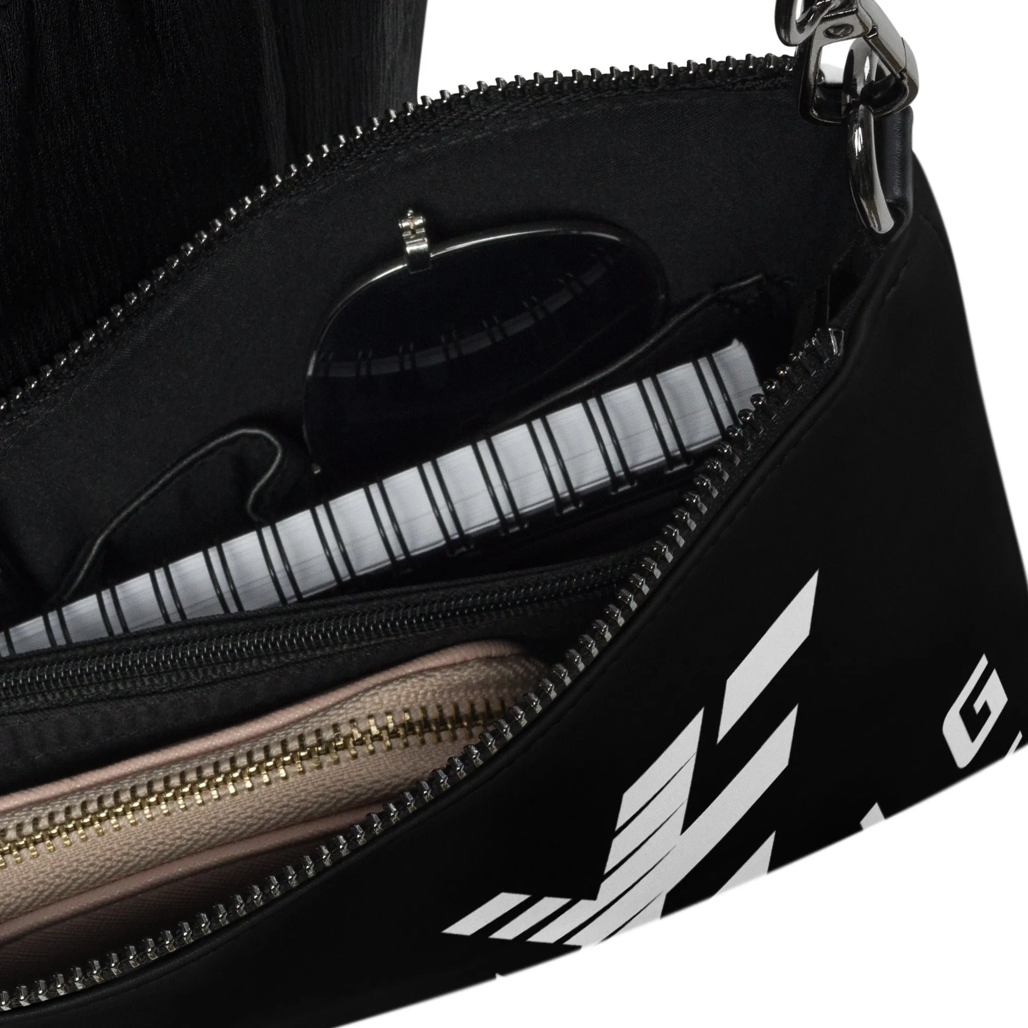 Young Elite Black Crossbody Bag Stylish White Design Premium Quality