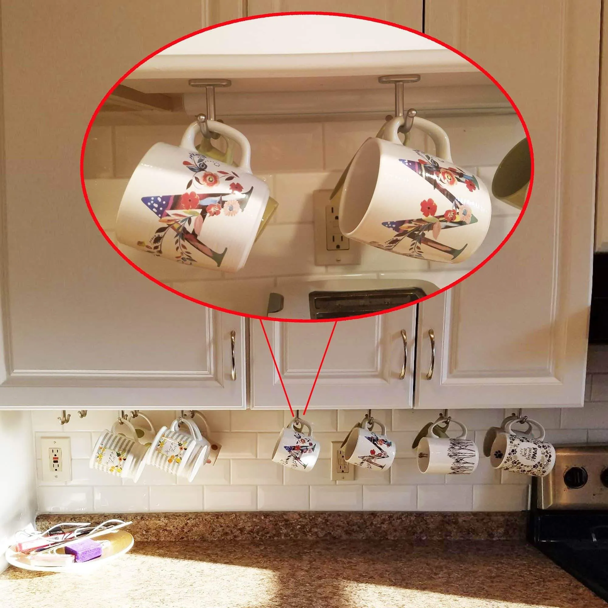 YYST Mug Cup Holder Cabinet Hanging Organizer Rack - No Mugs