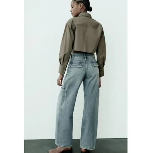 Zara Mid-Rise TRF Cargo Jeans 4