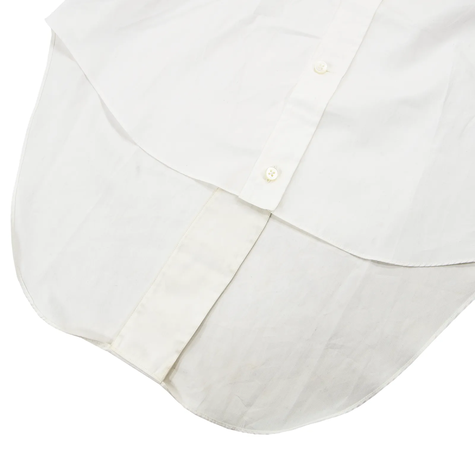 Zegna Couture White Cotton MOP Spread Collar Bodysuit Dress Shirt 42EU/16.5US