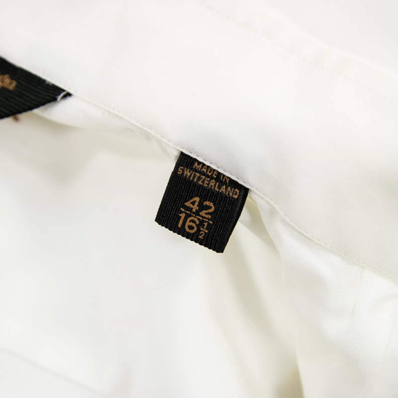 Zegna Couture White Cotton MOP Spread Collar Bodysuit Dress Shirt 42EU/16.5US