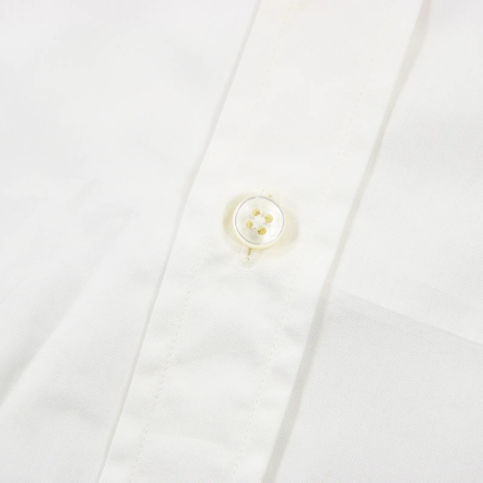 Zegna Couture White Cotton MOP Spread Collar Bodysuit Dress Shirt 42EU/16.5US