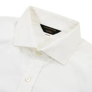 Zegna Couture White Cotton MOP Spread Collar Bodysuit Dress Shirt 42EU/16.5US