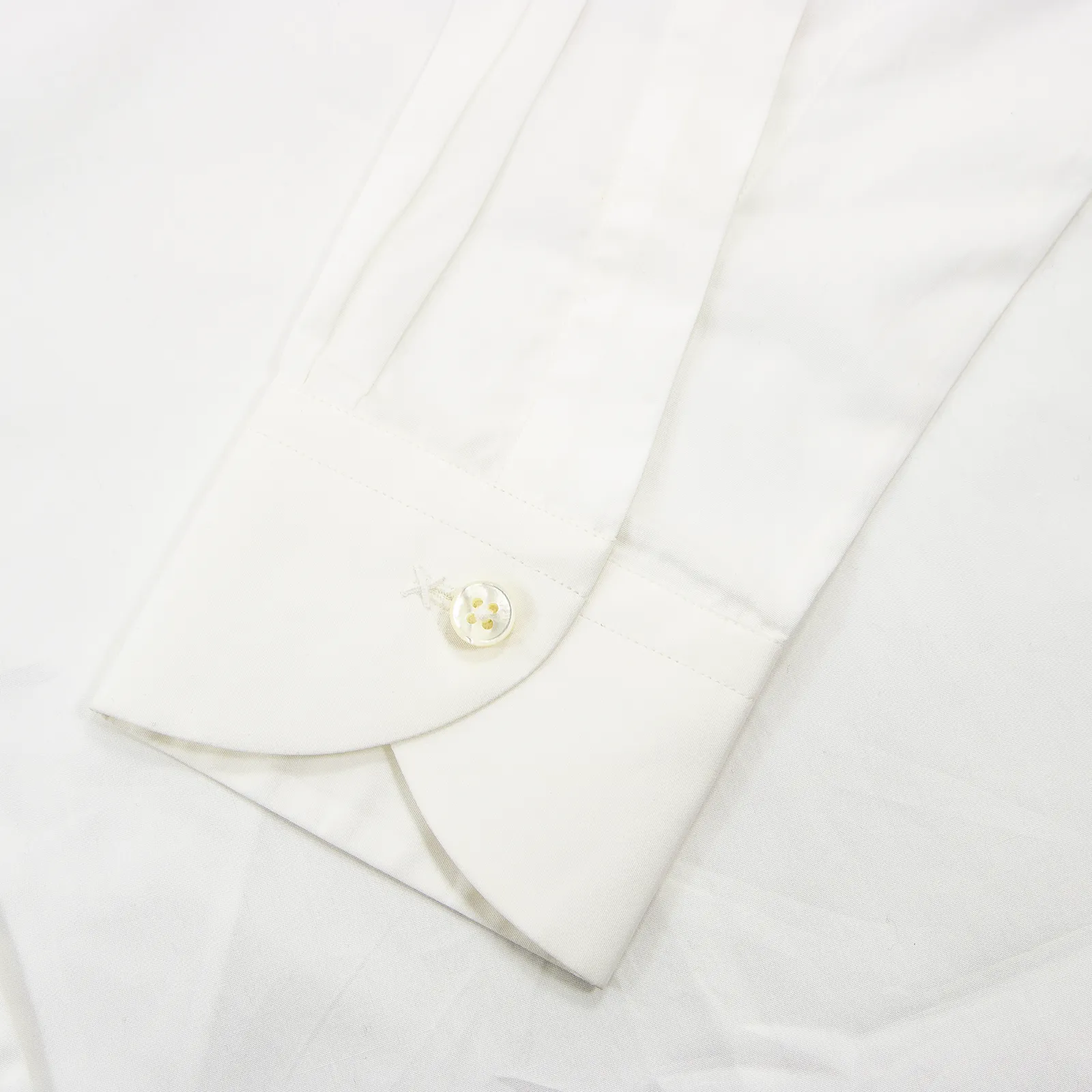 Zegna Couture White Cotton MOP Spread Collar Bodysuit Dress Shirt 42EU/16.5US