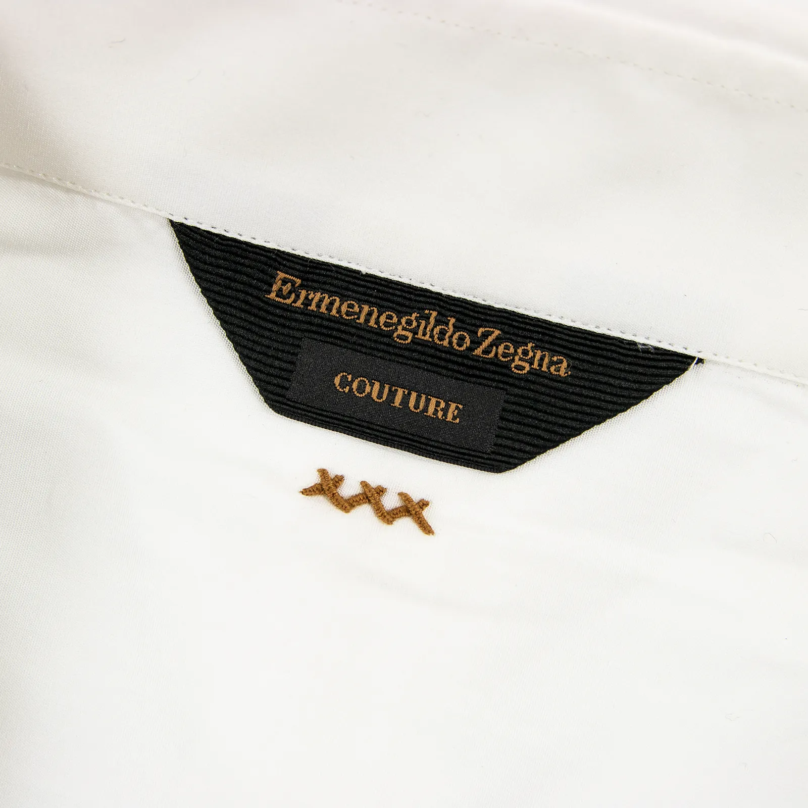 Zegna Couture White Cotton MOP Spread Collar Bodysuit Dress Shirt 42EU/16.5US